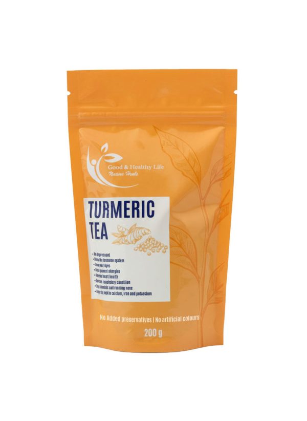 A golden wellness drink made with turmeric, black pepper, cardamom, cayenne pepper, cinnamon, ginger, and star anise.